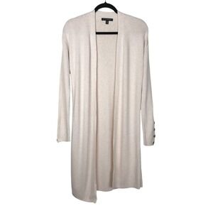 Banana Republic Womens Longline Open Front Cardigan Button‎ Sleeve Size XS Beige